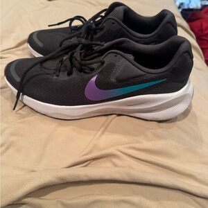 Nike Black Running Shoes with Purple and Teal Accents